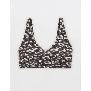 Offline By Aerie Goals Plunge Sports Bra Gray Size Large